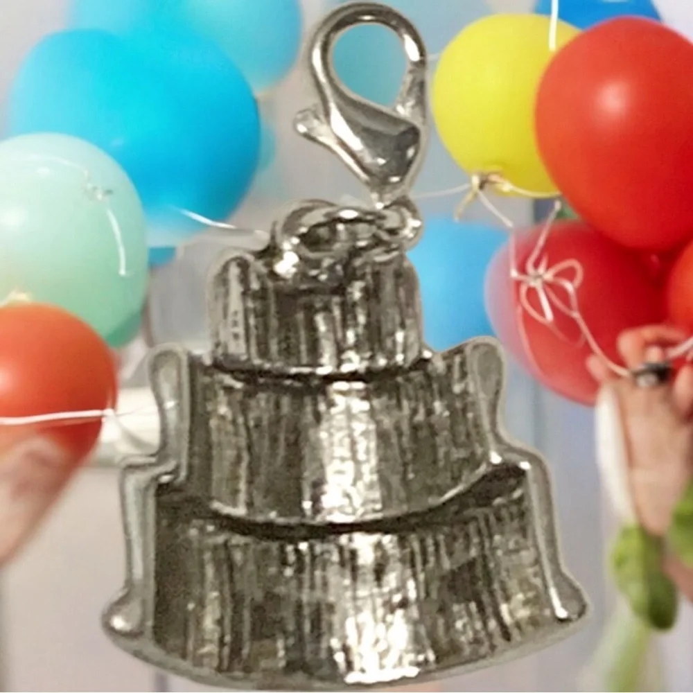 Birthday Cake Silver & Multicolored w/Lobster clasp Zipper pull, purse charm - Picture 6 of 6